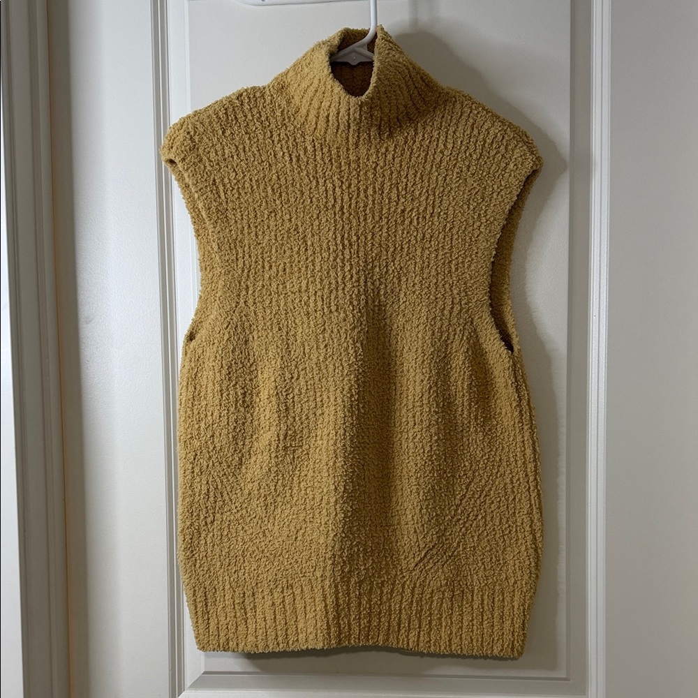 Zara Camel Sleeveless Knit Hoodie